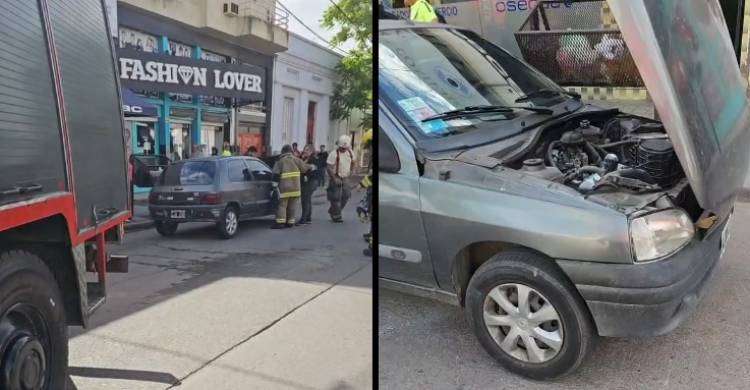Principio de incendio de un auto en Humberto al 500