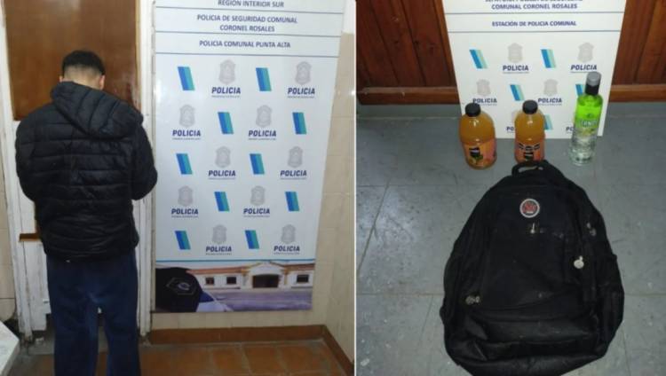 Capturaron a un hombre que intentó robar botellas de vodka y jugo de naranja