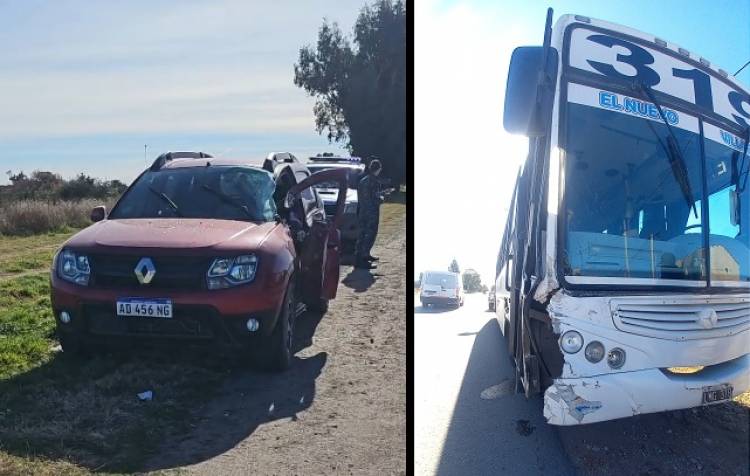 Accidente de tránsito entre un auto y un colectivo de la Linea 319 en Colón y Río Juramento