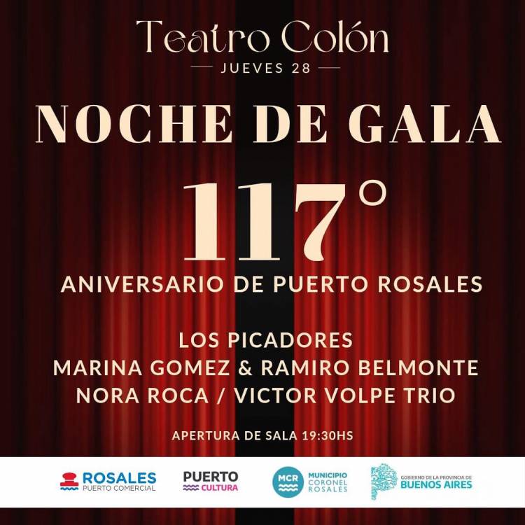 Este jueves se realizará la noche de gala en el Colón por el 117 aniversario de Puerto Rosales