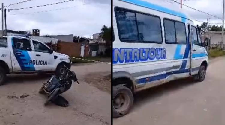 Accidente de tránsito entre una moto y vehículo de transporte escolar