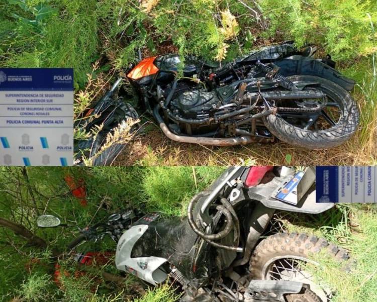 Se hallaron otras 3 motos robadas escondidas entre los pastos en un descampado de Albatros XX