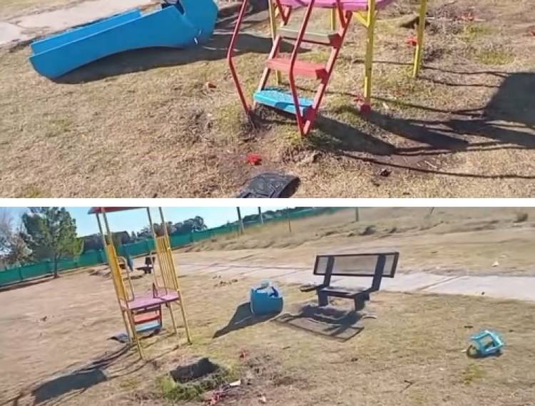 Denuncian destrozos en Plaza de las Infancias en la Nueva Bahía Blanca