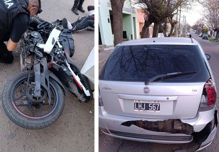Circulaba en una moto con pedido de secuestro, huyó de la Policía y chocó contra un auto estacionado