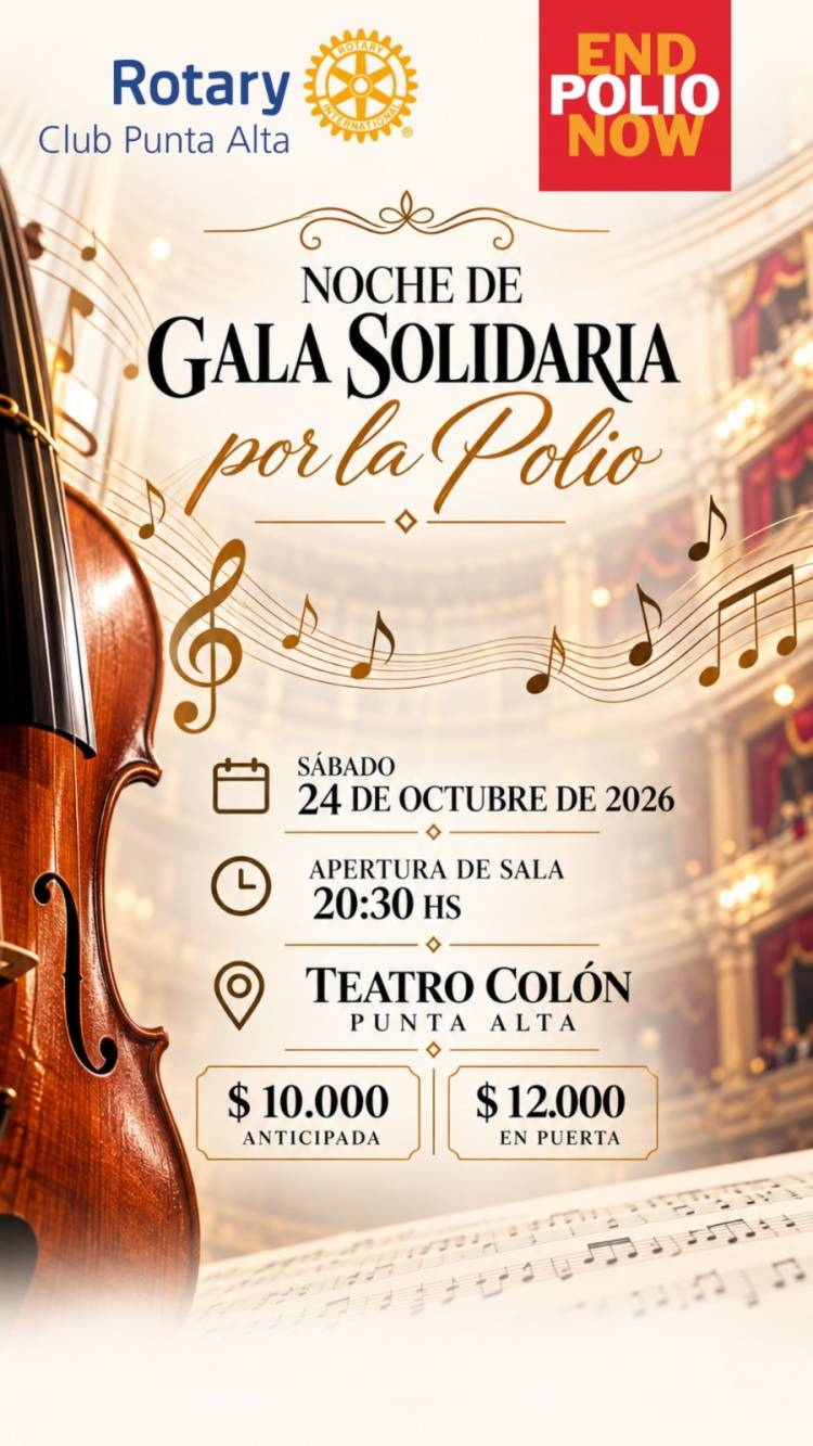 Rotary Club Punta Alta organiza la "Noche de Gala por la Polio"